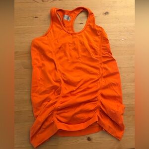 Athleta Medium Orange Ruched Racer Back Yoga Running Exercise Tank Top